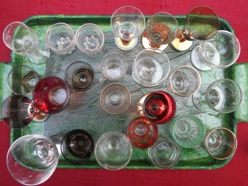 glass glasses tray