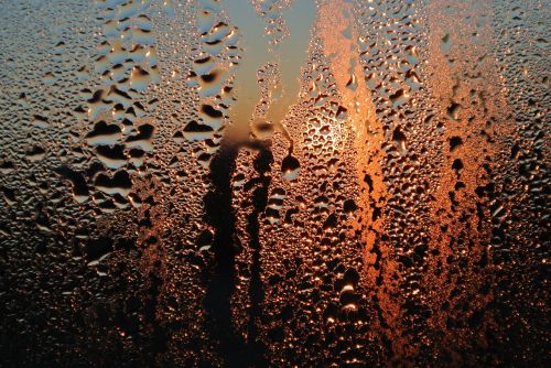 glass condensation sunrise