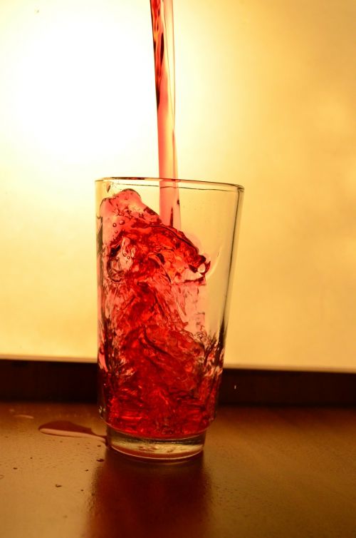 glass liquid red