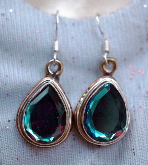 glass copper sterling silver earrings