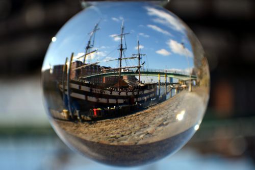glass ball spherical photography ship