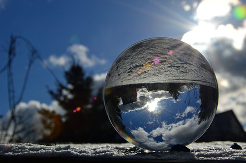 glass ball  winter  sky