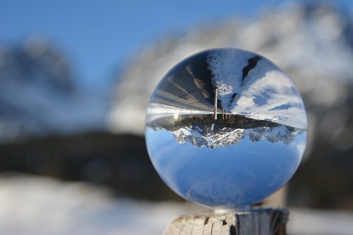glass ball  winter  snow
