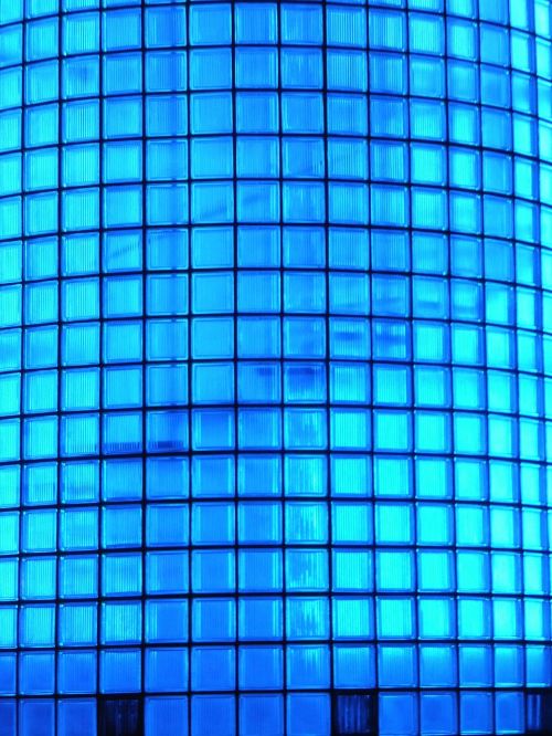 glass block blue glass wall