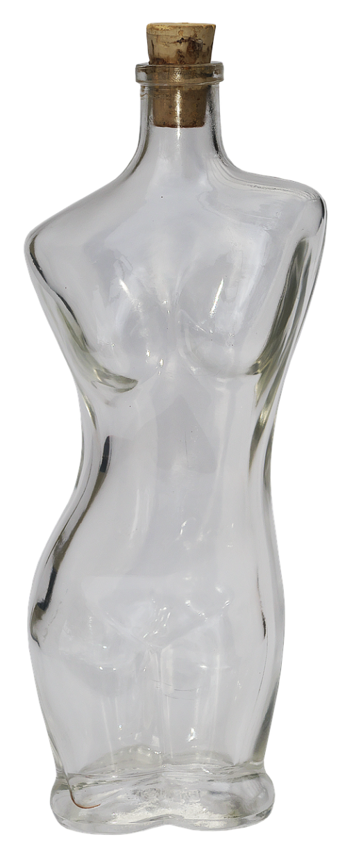 glass bottle woman torso