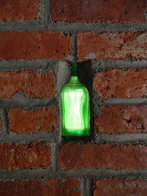 glass bottle window green