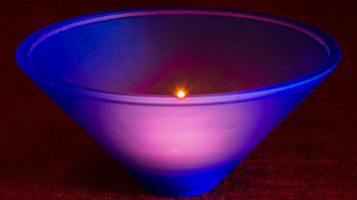 glass bowl blue illuminated from the inside