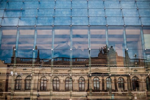 glass building reflection architecture