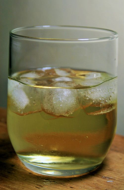 Glass Of White Wine And Ice