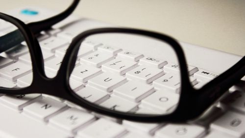 glasses keyboard workplace