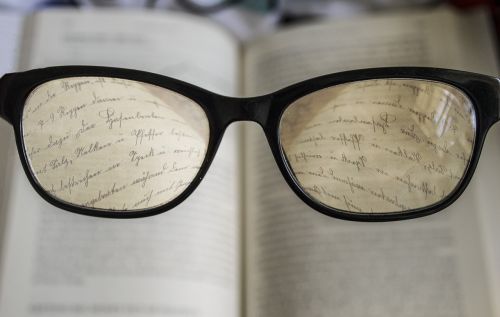 glasses reading book