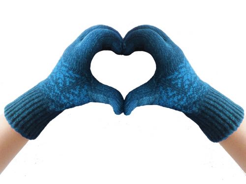 gloves heart blue