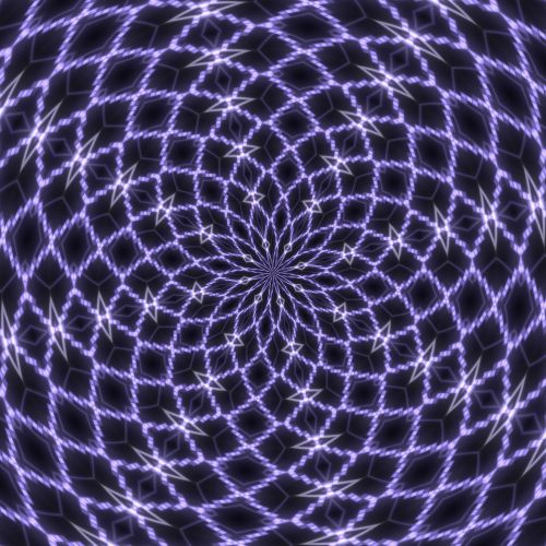 Glowing Spiral In Kaleidoscope