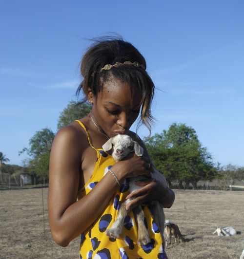 goat kid black woman