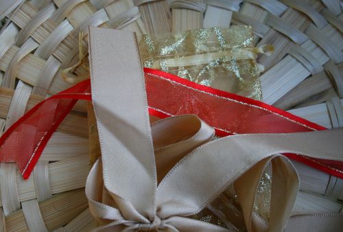 Gold And Red Ribbon And Voile