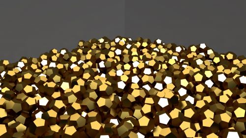Gold Dodecahedrons In Carbon Box