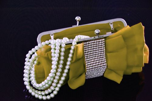 Gold Purse And White Pearls