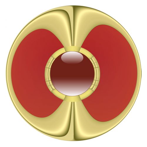 Gold Red Glassy Button