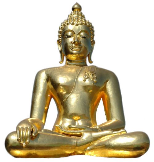 golden buddha sitting isolated