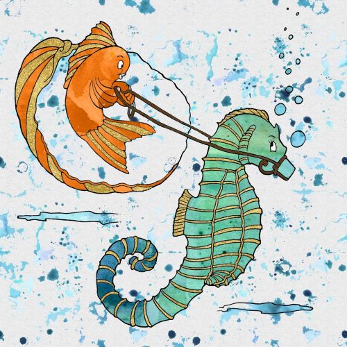 goldfish seahorse underwater