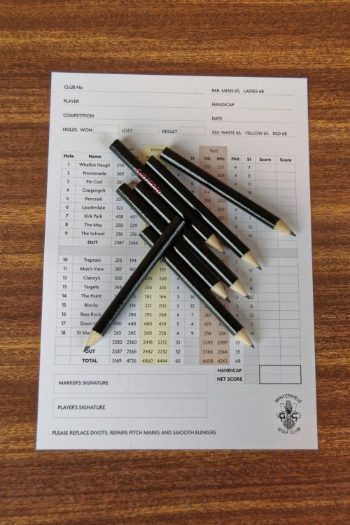 Golf Scorecard And Pencils