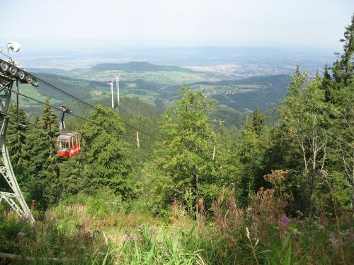 gondola mountain and valley landscape