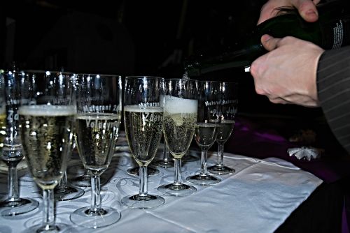 graduation champagne pouring