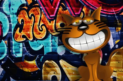 graffiti colorful cat