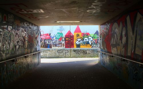 graffiti underpass shadow