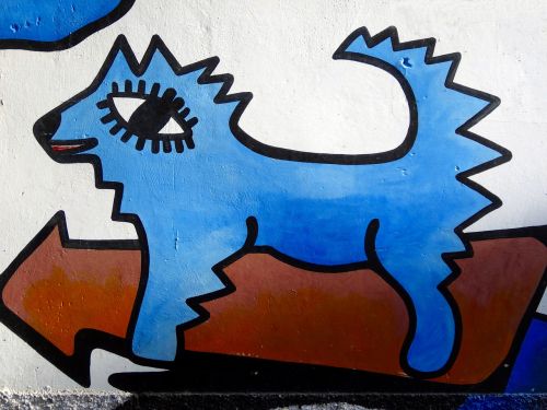 graffiti dog blue