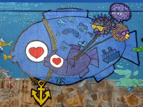graffiti fish heart