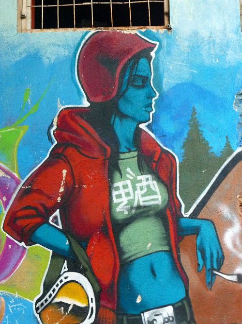 graffiti blue woman