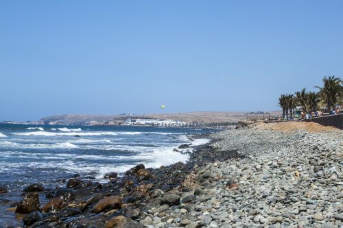 gran canaria pebbly beach ocean