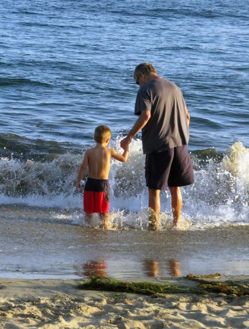 grandpa beach grandson