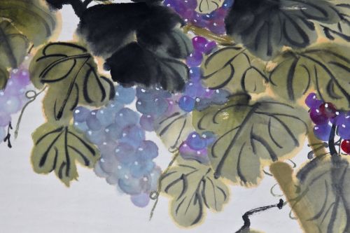 grapes chinese painting fruit