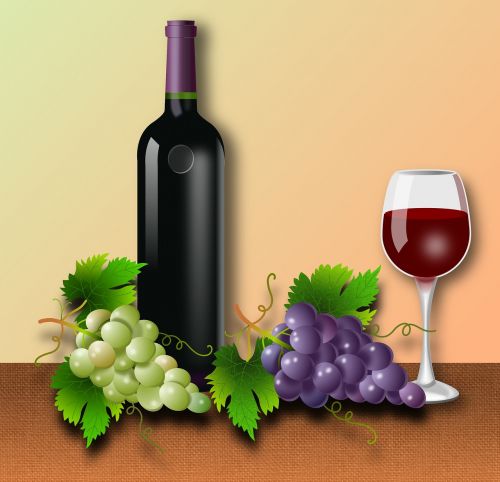 grapes glass bottle