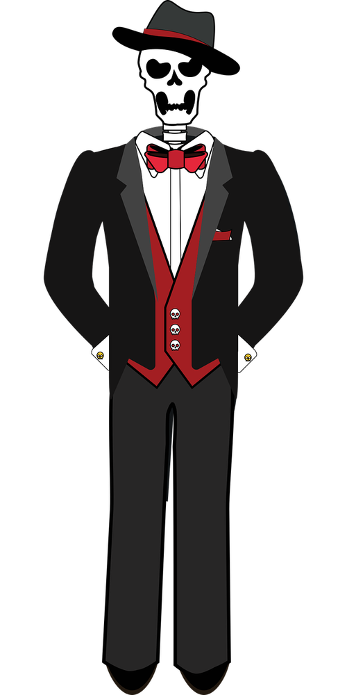 graphic  skeleton  tuxedo
