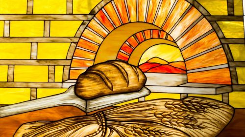 graphics stained glass window bread