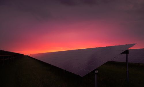 grass sky solar panels