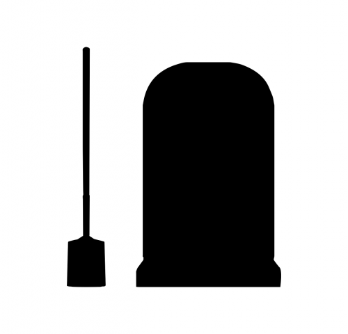 grave stone shovel