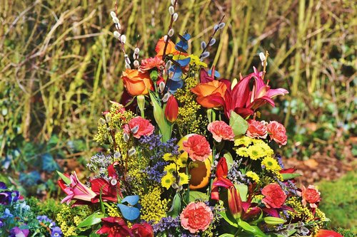 grave arrangement  floral arrangement  flowers