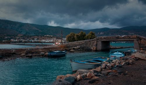 greece abendstimmung rowing boats