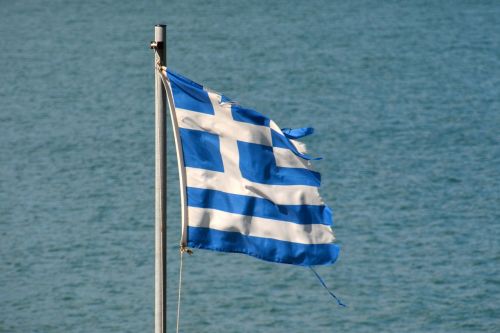 greece crisis flag