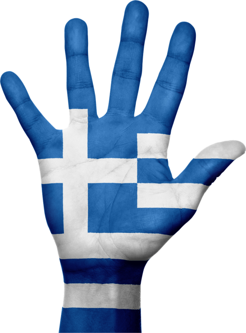 greece flag hand