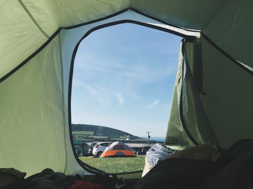 green tent camping