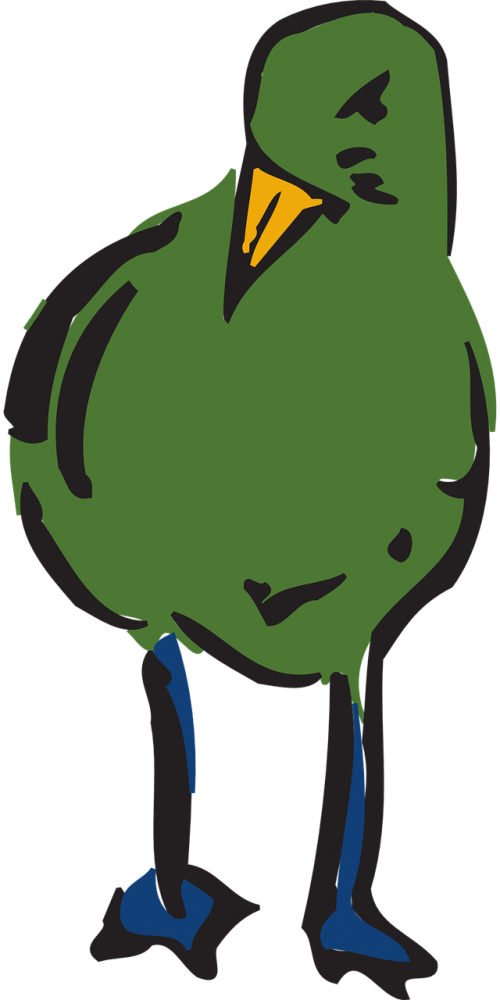green bird standing