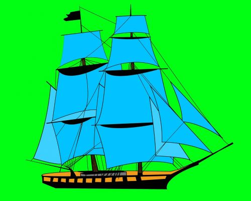 green background boat sea