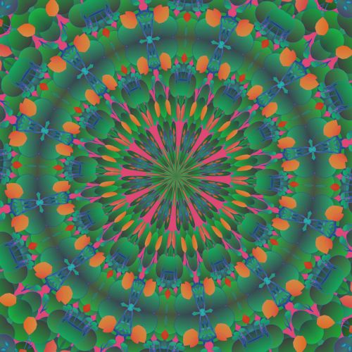 Green Balloons In Kaleidoscope