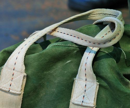 Green Canvas Bag With White Straps