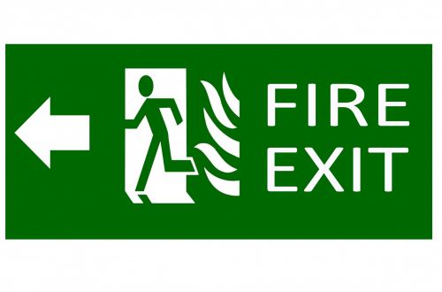 Green Exit Emergency Sign On White